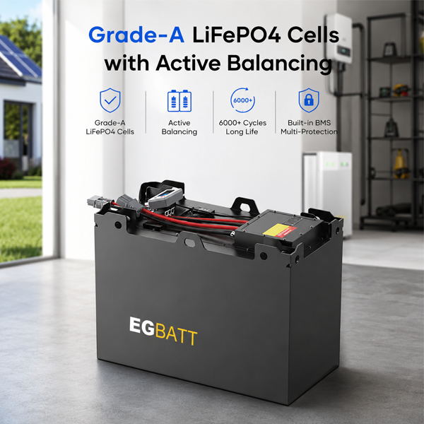 48V 400Ah LiFePO4 forklift battery with Grade-A cells and active balancing technology