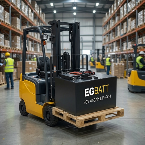 lithium forklift battery powering warehouse forklift operations