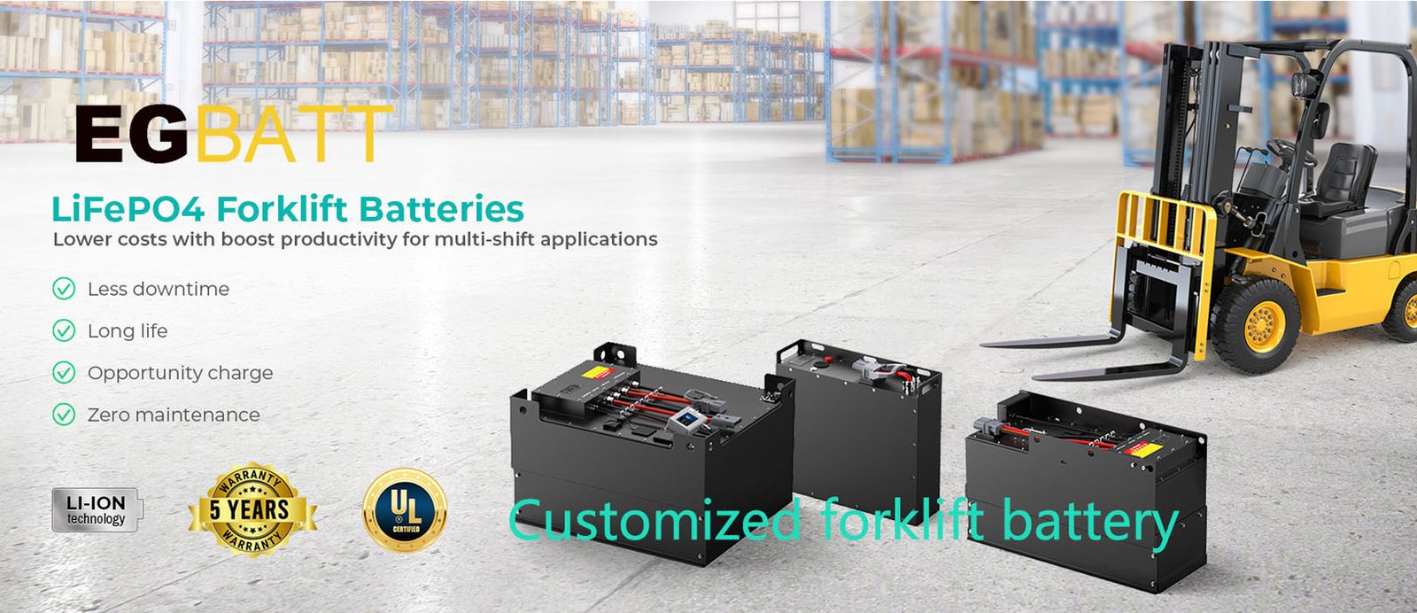 48V 560Ah forklift lithium battery with smart BMS and real-time display