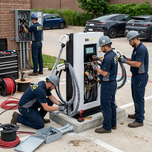 60kW all-in-one DC fast charger floor-mounted installation, no external cabinet required – ideal for fleet depots