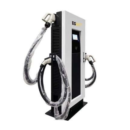 ual-gun DC fast charger with CCS2 and CHAdeMO connectors, supporting simultaneous charging for passenger and commercial EVs