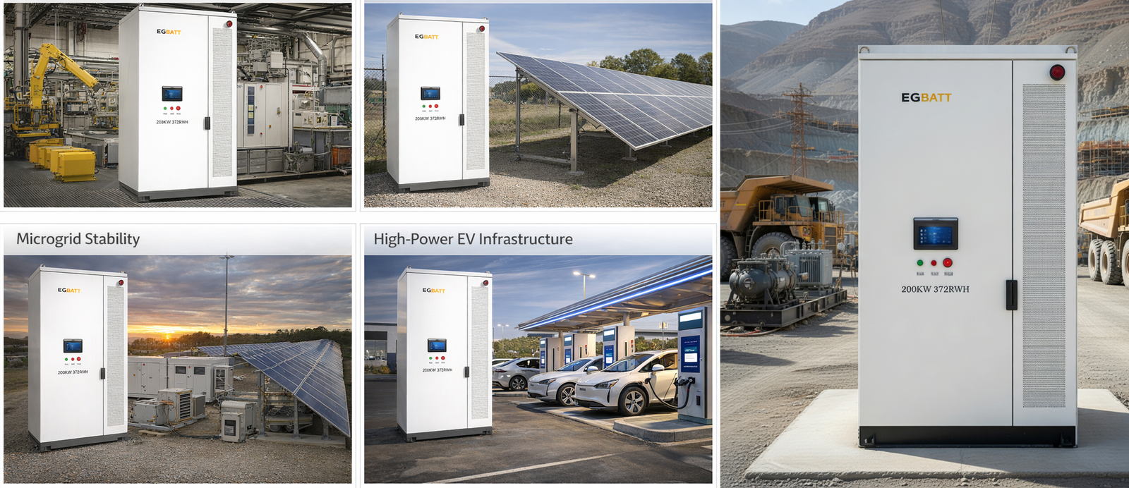 Triple-tier FK-5-1-12 fire suppression system and IP65 protection on 200kW 372kWh liquid-cooled BESS for safe heavy-duty industrial deployment