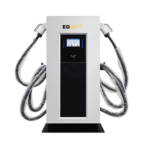 60kW standalone DC fast charger with dual guns, IP55 outdoor rating, and 150-1000V output for commercial EV charging stations