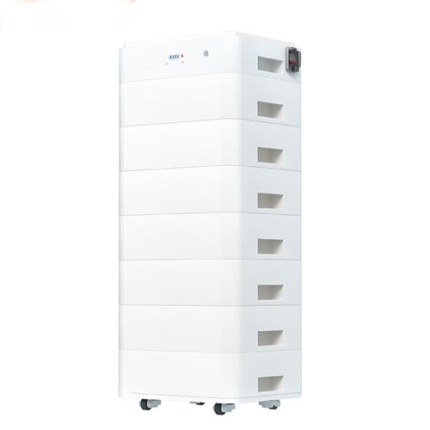 Close-up of modular 35kWh battery energy storage systems BESS showing 358V high voltage lithium battery pack connections and BMS interface