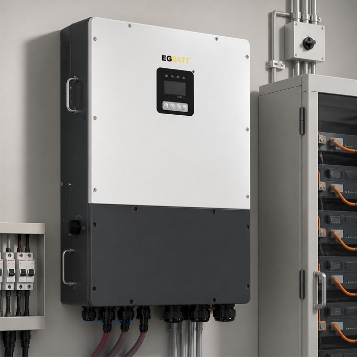 Commercial solar battery inverter connected to a high-voltage battery system