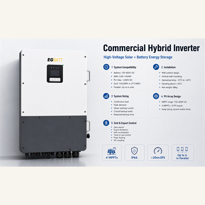 Commercial hybrid inverter selection guide for 208V and 480V three-phase systems